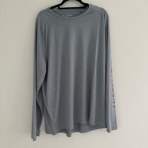 Under Armour HeatGear Long Sleeve Shirt Mens 2XL Gray Loose Fit Graphic Sleeve